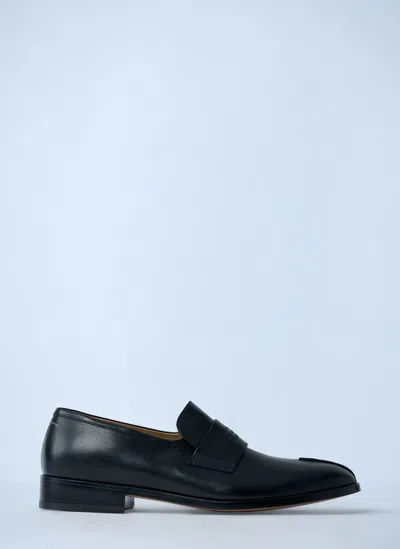 Mm6 Maison Margiela Split-toe Loafers In Black Calf Leather In Black