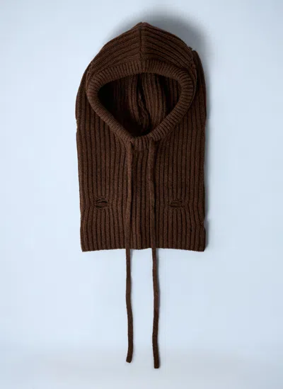 Mm6 Maison Margiela Logo Motif Knitted Balaclava In Brown