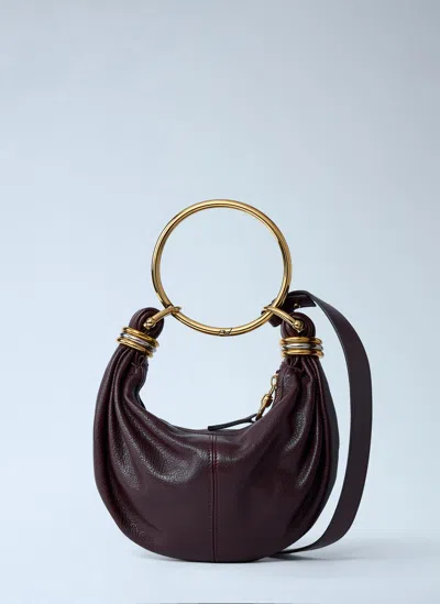 Chloé Brarcelet Mini Top-handle Bag In Grained Leather In Red