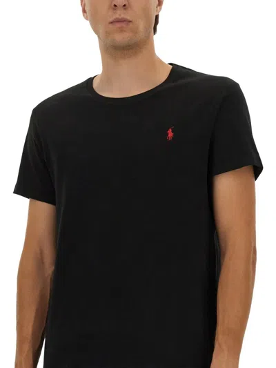 Polo Ralph Lauren Logo Embroidery T-shirt In Black