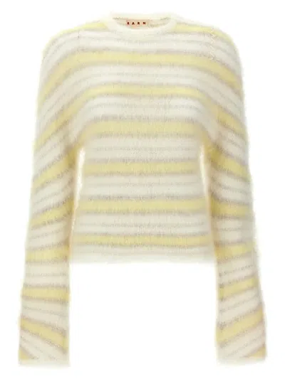 Marni Cozy Crewneck Sweater Shoulder Detail In Yellow