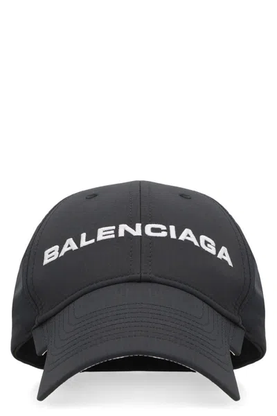 Balenciaga Embroidered Logo Baseball Cap In Black