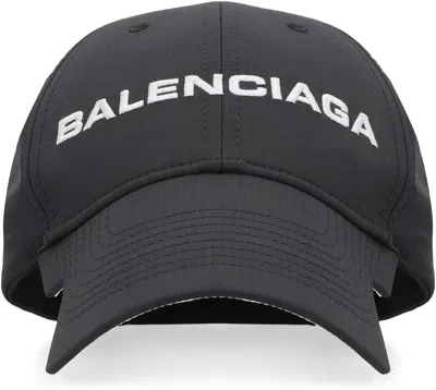 Balenciaga Embroidered Logo Baseball Cap In Black