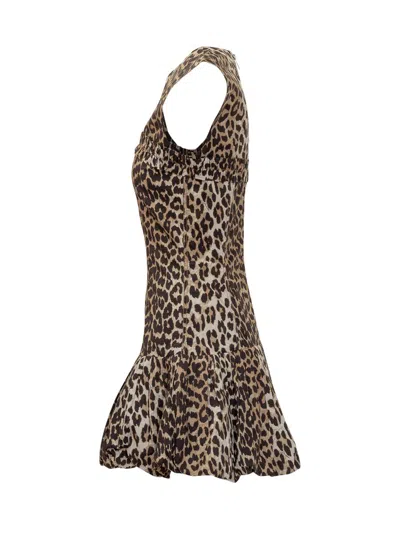 Ganni Animal Print Cap Sleeve Dress