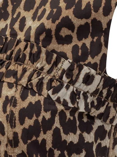 Ganni Animal Print Cap Sleeve Dress