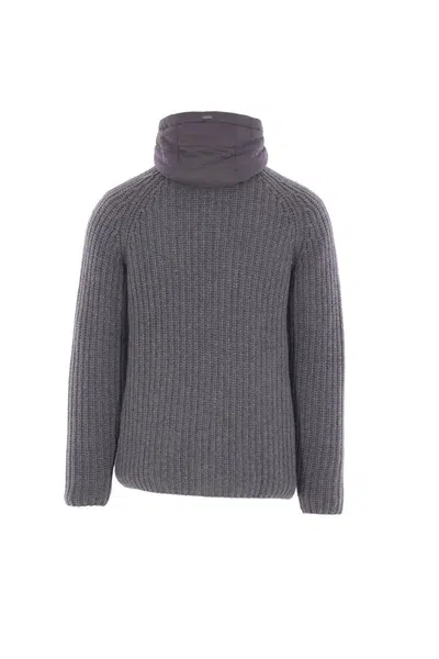 Herno Padded Bomber Jacket With Hood And Pockets In Gray