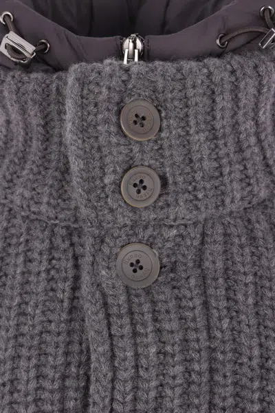 Herno Padded Bomber Jacket With Hood And Pockets In Gray