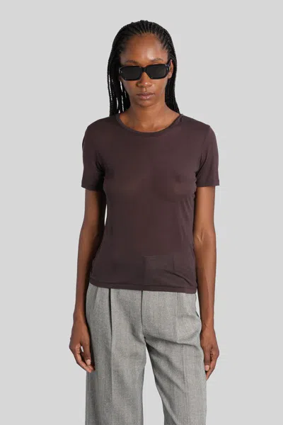 Anine Bing Sylvie T-shirt In Brown Wool And Polyester In Brown