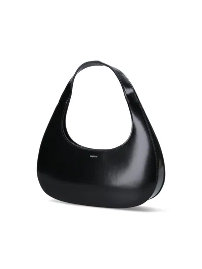 Coperni Crescent-shaped Calfskin Shoulder Bag With Embossed Logo In Black