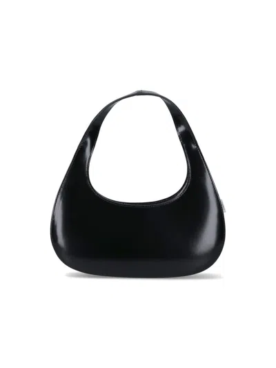 Coperni Crescent-shaped Calfskin Shoulder Bag With Embossed Logo In Black