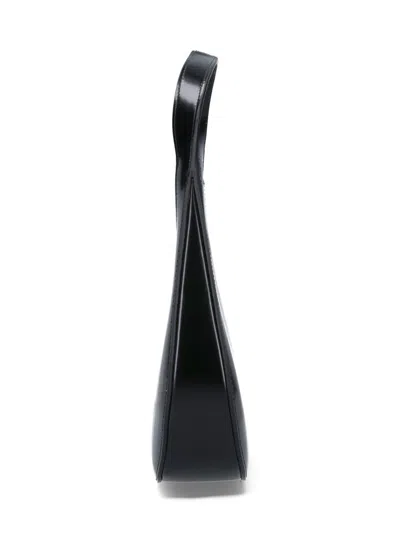Coperni Crescent-shaped Calfskin Shoulder Bag With Embossed Logo In Black