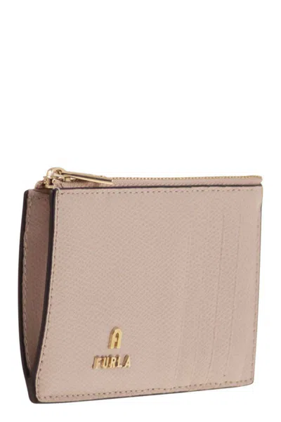 Furla Camelia Logo Plaque Zip-up Medium Card Case In Pink
