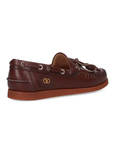 Valentino Leather Loafers Featuring Bow Detail In Brown