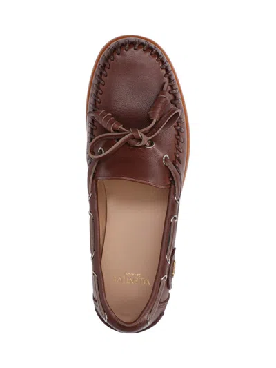 Valentino Leather Loafers Featuring Bow Detail In Brown