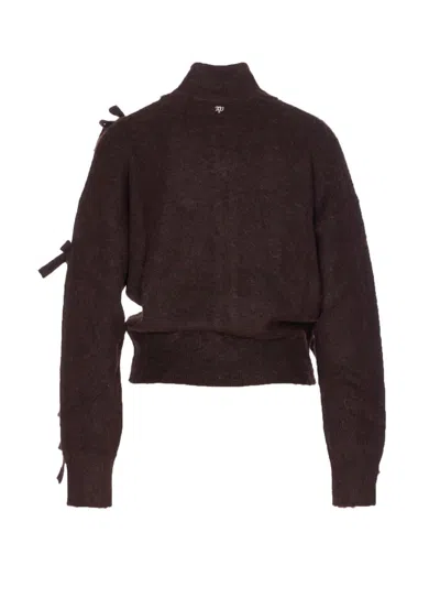 Aniye By Knitted Zip-up Casual Jacket In Burgundy
