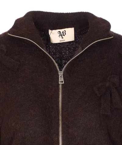 Aniye By Knitted Zip-up Casual Jacket In Burgundy