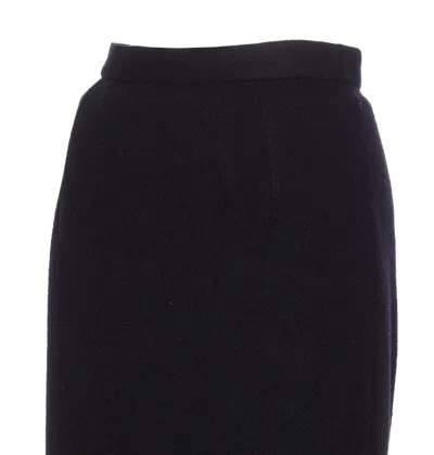 Dolce & Gabbana High Waist Midi Skirt With Back Slit In Blue