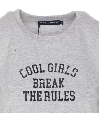 Dolce & Gabbana Graphic Print Casual Crewneck T-shirt In Gray
