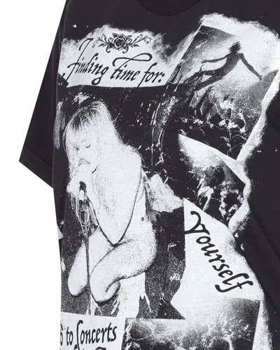 Dolce & Gabbana Graphic Print Cotton T-shirt With Ribbed Neck In Black