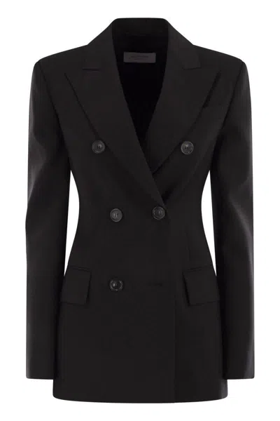 Sportmax Black Slim Double-breasted Jacket Wth Rhinestone Detail In Stretch Polyamide Woman In Black