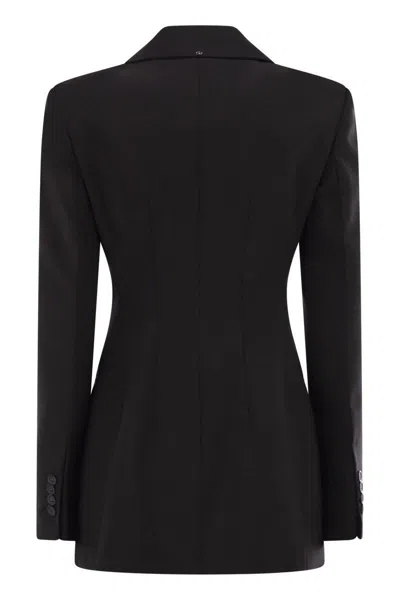 Sportmax Black Slim Double-breasted Jacket Wth Rhinestone Detail In Stretch Polyamide Woman In Black