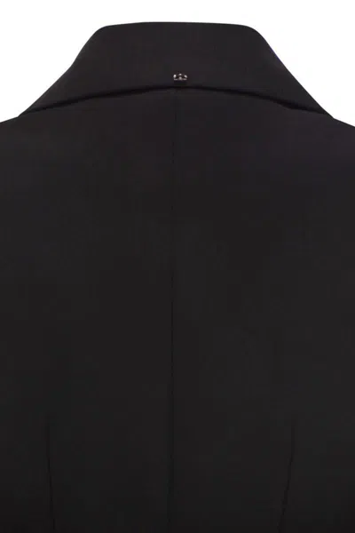 Sportmax Black Slim Double-breasted Jacket Wth Rhinestone Detail In Stretch Polyamide Woman In Black