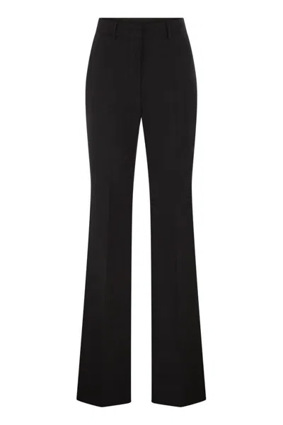 Sportmax Flared Virgin Wool Tailored Trousers In Black