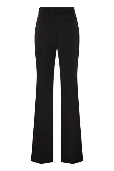 Sportmax Flared Virgin Wool Tailored Trousers In Black