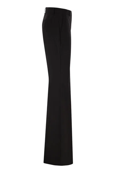 Sportmax Flared Virgin Wool Tailored Trousers In Black