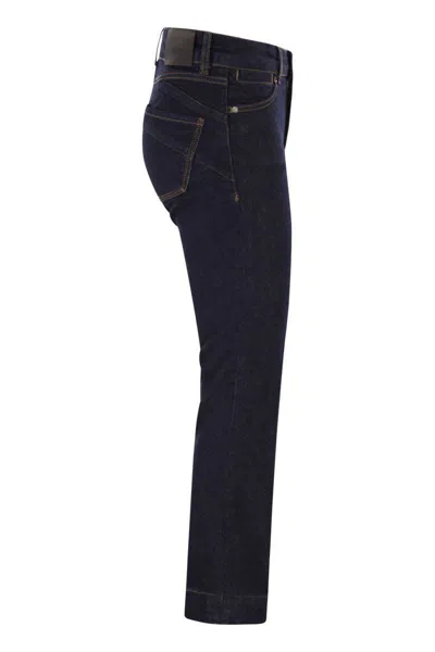 Sportmax Denim Trousers With Back Pockets And Contrast Stitching In Blue
