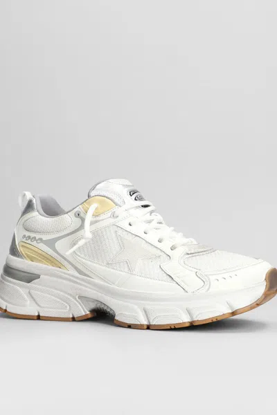 Golden Goose Lightstar White Low Top Sneakers With Logo Patch On The Tongue And Logo Lettering On The Heel In Lea In White