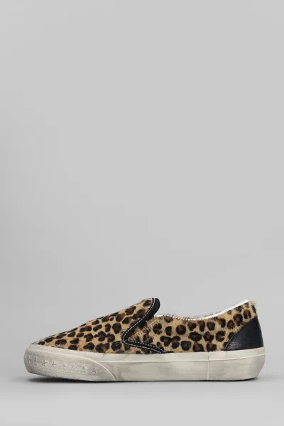 Golden Goose Slip-on Sneakers With Distinctive Leopard Print Design In Black