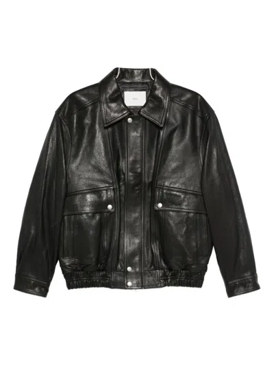 Dunst Black Jacket With Two Front Pockets And Distressed Effect In Leather Woman In Black