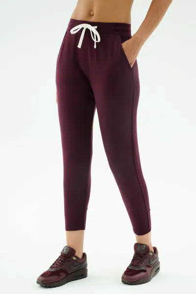 Splits59 Andie Oversized Fleece Sweatpants In Dark Cherry In Burgundy