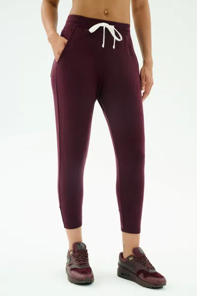 Splits59 Andie Oversized Fleece Sweatpants In Dark Cherry In Burgundy