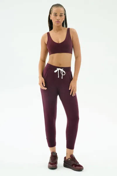 Splits59 Andie Oversized Fleece Sweatpants In Dark Cherry In Burgundy