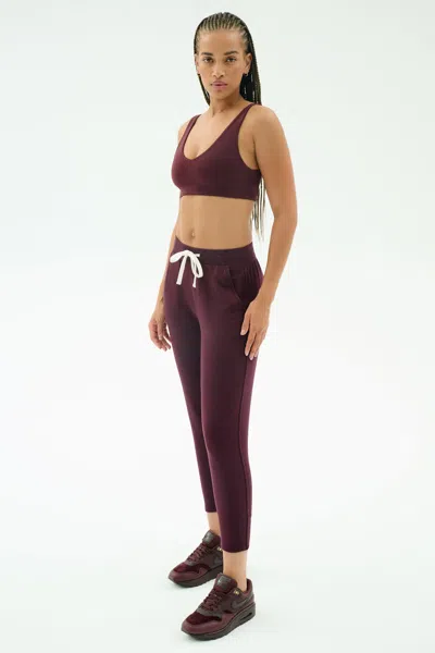 Splits59 Andie Oversized Fleece Sweatpants In Dark Cherry In Burgundy