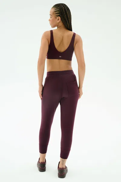 Splits59 Andie Oversized Fleece Sweatpants In Dark Cherry In Burgundy