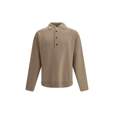 Jacquemus Men Nude Sweater In Merino Wool In Brown