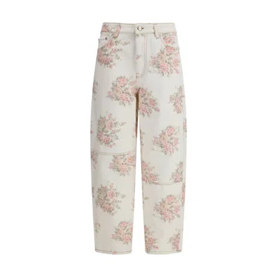 Ganni Flower Jeans In White