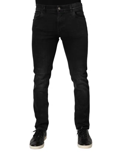 Dolce & Gabbana Black Slim Fit Stretch Men Denim Pants Jeans In Black