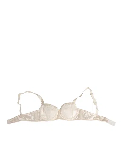 Dolce & Gabbana White Satin Lace Balconnet Lingerie Underwear In Neutral