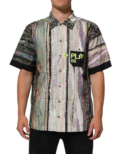 Dolce & Gabbana Multicolor Graphic Collared Casual Shirt In Multi