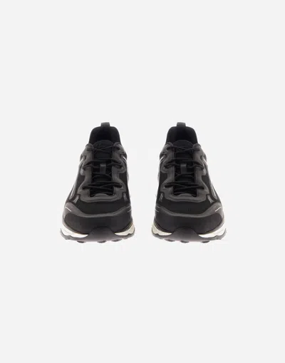 Herno Running Trainers In Suede And Flannel In Black
