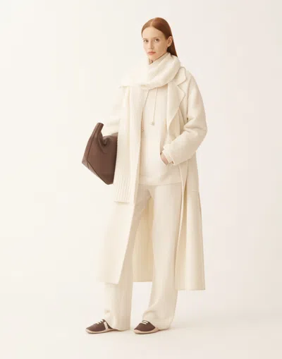 Fabiana Filippi White Hoodie With Drawstring Hood In Wool Blend Woman In White