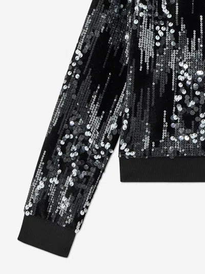 Guess Girls Sequin Velvet Zip Up Top In Black