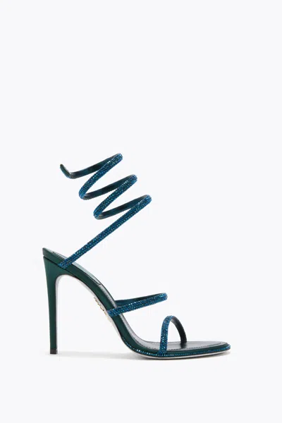 René Caovilla Snake-wrap Satin Stiletto Sandals In Gray