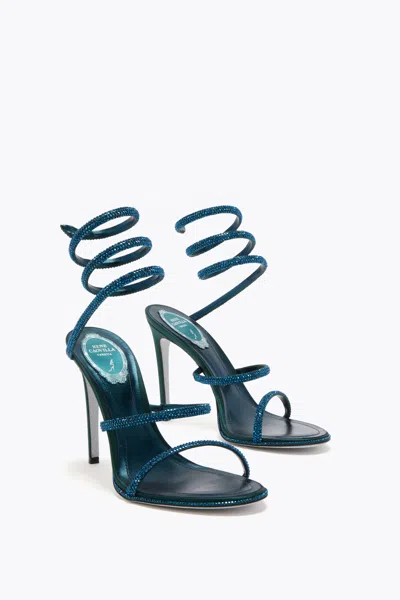 René Caovilla Snake-wrap Satin Stiletto Sandals In Gray