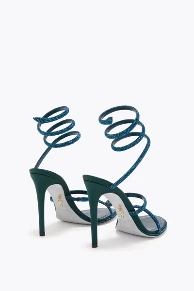 René Caovilla Snake-wrap Satin Stiletto Sandals In Gray