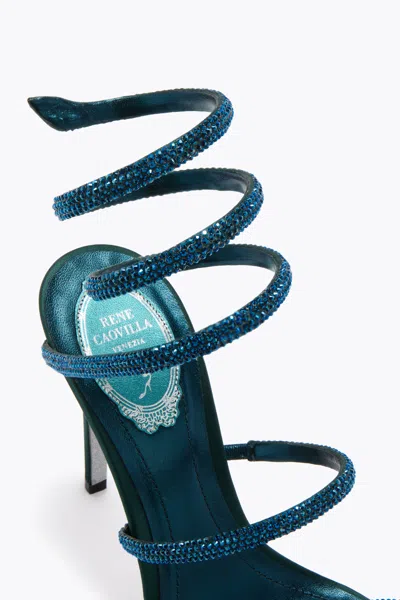 René Caovilla Snake-wrap Satin Stiletto Sandals In Gray